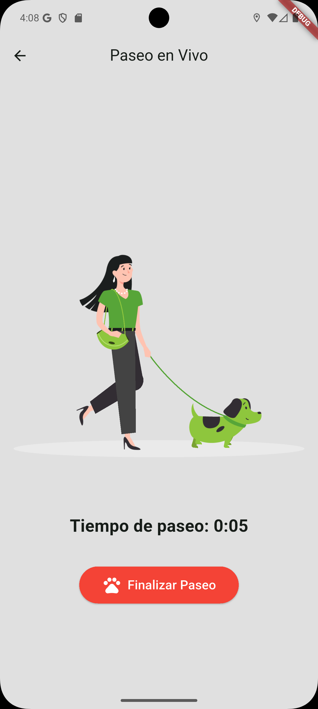 Captura de la app Pasea Tu Perro